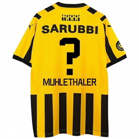 Kandiny Hombre Camiseta Stiven Muhlethaler #0 Amarillo Negro 1ª Equipación 2024/25 La Camisa Chile