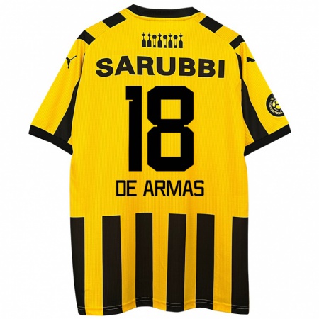 Kandiny Hombre Camiseta Nahuel De Armas #18 Amarillo Negro 1ª Equipación 2024/25 La Camisa Chile