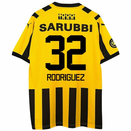 Kandiny Hombre Camiseta Randall Rodríguez #32 Amarillo Negro 1ª Equipación 2024/25 La Camisa Chile