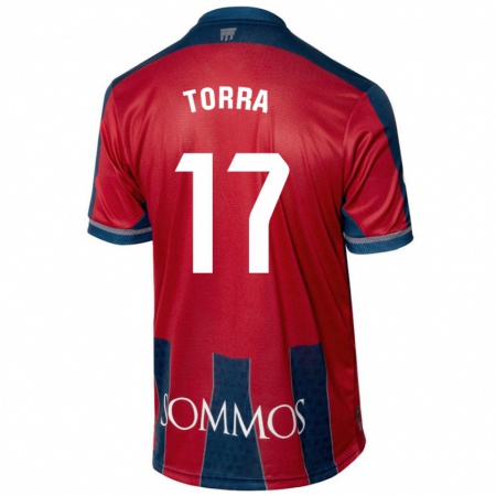 Kandiny Hombre Camiseta Marc Torra #17 Rojo Azul 1ª Equipación 2024/25 La Camisa Chile