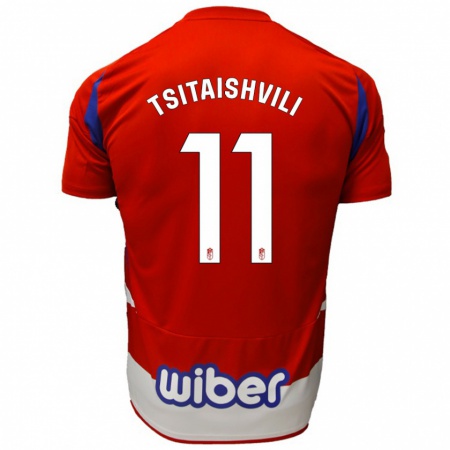 Kandiny Hombre Camiseta Georgiy Tsitaishvili #11 Rojo Blanco Azul 1ª Equipación 2024/25 La Camisa Chile