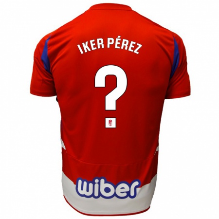 Kandiny Hombre Camiseta Iker Pérez #0 Rojo Blanco Azul 1ª Equipación 2024/25 La Camisa Chile