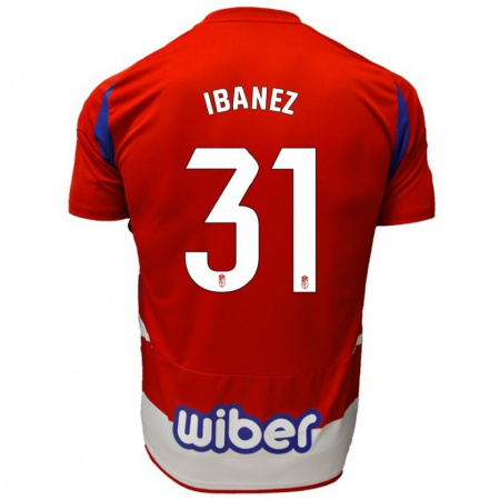 Kandiny Hombre Camiseta Alba Ibáñez #31 Rojo Blanco Azul 1ª Equipación 2024/25 La Camisa Chile