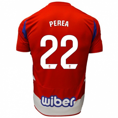 Kandiny Hombre Camiseta Alberto Perea #22 Rojo Blanco Azul 1ª Equipación 2024/25 La Camisa Chile