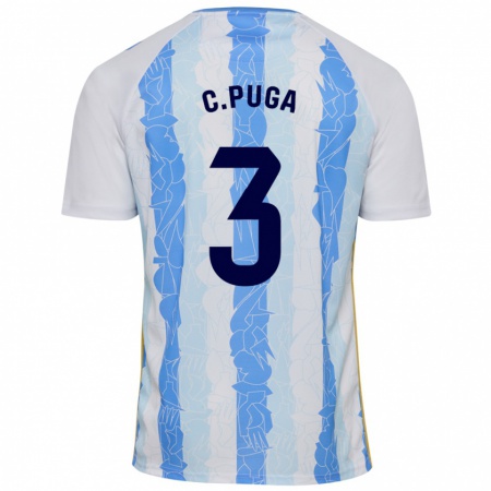 Kandiny Hombre Camiseta Carlos Puga #3 Blanco Azul 1ª Equipación 2024/25 La Camisa Chile