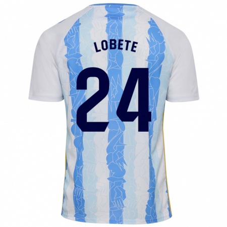 Kandiny Hombre Camiseta Julen Lobete #24 Blanco Azul 1ª Equipación 2024/25 La Camisa Chile