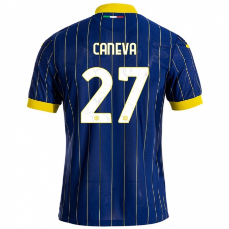 Kandiny Hombre Camiseta Elia Caneva #27 Azul Amarillo 1ª Equipación 2024/25 La Camisa Chile