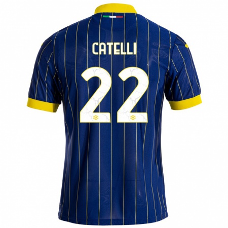 Kandiny Hombre Camiseta Anna Catelli #22 Azul Amarillo 1ª Equipación 2024/25 La Camisa Chile