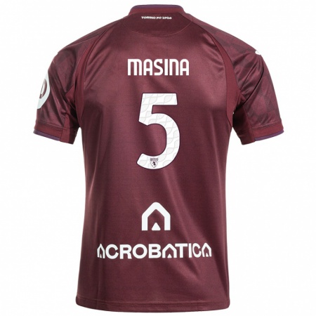 Kandiny Hombre Camiseta Adam Masina #5 Granate Blanco 1ª Equipación 2024/25 La Camisa Chile