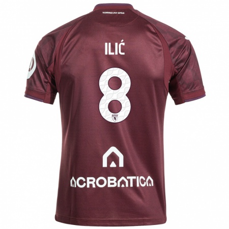 Kandiny Hombre Camiseta Ivan Ilić #8 Granate Blanco 1ª Equipación 2024/25 La Camisa Chile