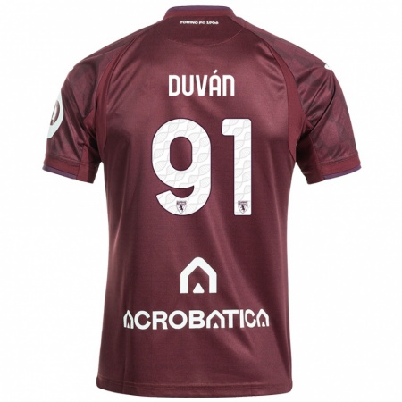 Kandiny Hombre Camiseta Duván Zapata #91 Granate Blanco 1ª Equipación 2024/25 La Camisa Chile