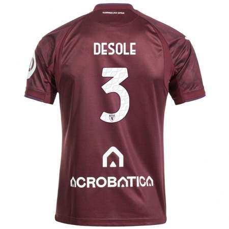 Kandiny Hombre Camiseta Fabio Desole #3 Granate Blanco 1ª Equipación 2024/25 La Camisa Chile