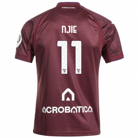 Kandiny Hombre Camiseta Alieu Njie #11 Granate Blanco 1ª Equipación 2024/25 La Camisa Chile