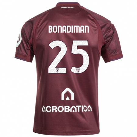 Kandiny Hombre Camiseta Matteo Bonadiman #25 Granate Blanco 1ª Equipación 2024/25 La Camisa Chile