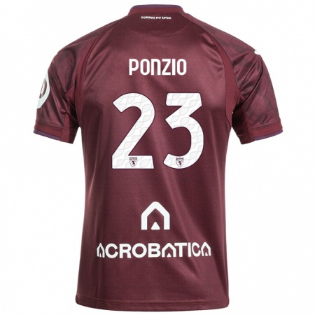 Kandiny Hombre Camiseta Erika Ponzio #23 Granate Blanco 1ª Equipación 2024/25 La Camisa Chile