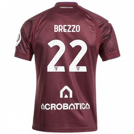 Kandiny Hombre Camiseta Matteo Brezzo #22 Granate Blanco 1ª Equipación 2024/25 La Camisa Chile