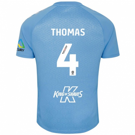 Kandiny Hombre Camiseta Bobby Thomas #4 Azul Blanco 1ª Equipación 2024/25 La Camisa Chile