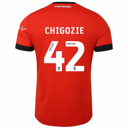 Kandiny Hombre Camiseta Christian Chigozie #42 Naranja Negro 1ª Equipación 2024/25 La Camisa Chile