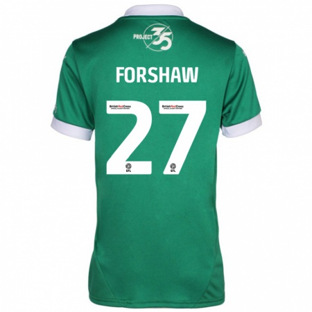 Kandiny Hombre Camiseta Adam Forshaw #27 Verde Blanco 1ª Equipación 2024/25 La Camisa Chile