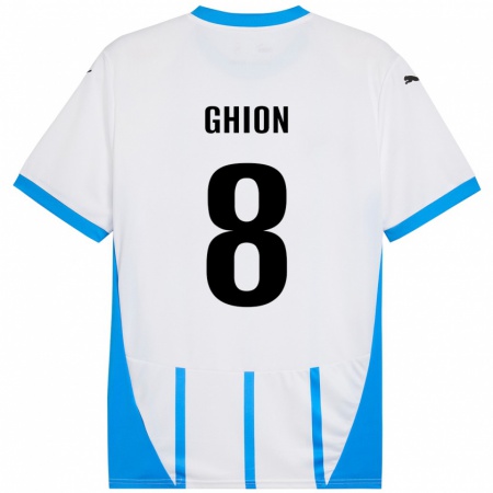 Kandiny Hombre Camiseta Andrea Ghion #8 Blanco Azul 2ª Equipación 2024/25 La Camisa Chile