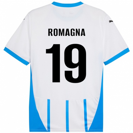 Kandiny Hombre Camiseta Filippo Romagna #19 Blanco Azul 2ª Equipación 2024/25 La Camisa Chile