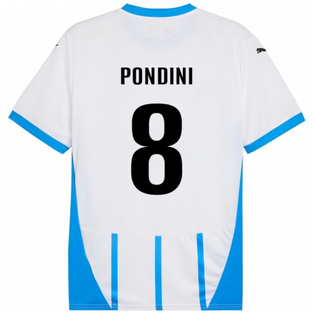 Kandiny Hombre Camiseta Giada Pondini #8 Blanco Azul 2ª Equipación 2024/25 La Camisa Chile