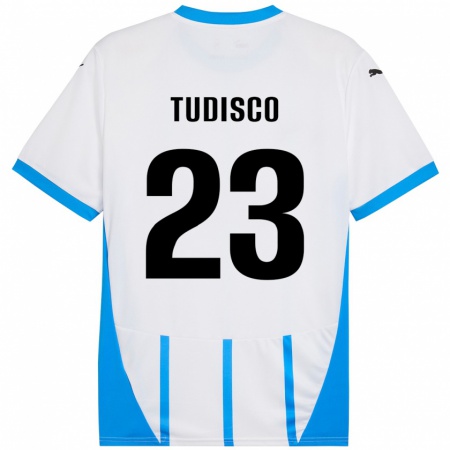 Kandiny Hombre Camiseta Giorgia Tudisco #23 Blanco Azul 2ª Equipación 2024/25 La Camisa Chile