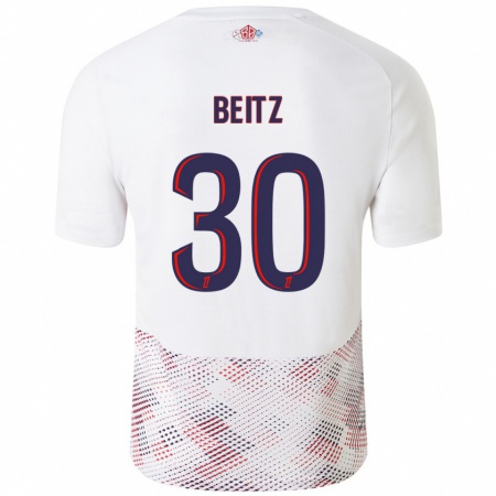 Kandiny Hombre Camiseta Taylor Beitz #30 Blanco Azul Real 2ª Equipación 2024/25 La Camisa Chile