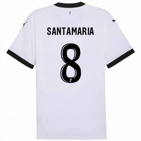 Kandiny Hombre Camiseta Baptiste Santamaria #8 Blanco Negro 2ª Equipación 2024/25 La Camisa Chile