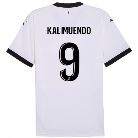 Kandiny Hombre Camiseta Arnaud Kalimuendo #9 Blanco Negro 2ª Equipación 2024/25 La Camisa Chile