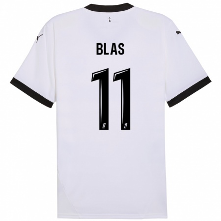 Kandiny Hombre Camiseta Ludovic Blas #11 Blanco Negro 2ª Equipación 2024/25 La Camisa Chile