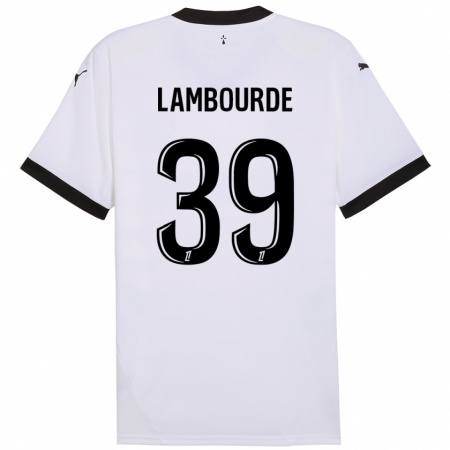 Kandiny Hombre Camiseta Mathis Lambourde #39 Blanco Negro 2ª Equipación 2024/25 La Camisa Chile