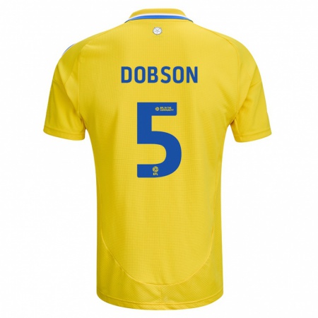 Kandiny Hombre Camiseta Ellie Dobson #5 Amarillo Azul 2ª Equipación 2024/25 La Camisa Chile