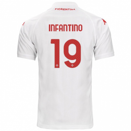 Kandiny Hombre Camiseta Gino Infantino #19 Blanco 2ª Equipación 2024/25 La Camisa Chile