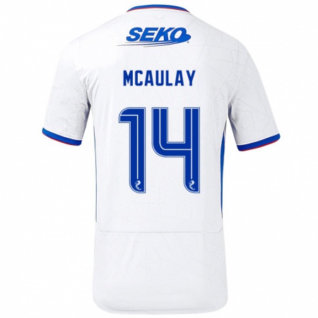 Kandiny Hombre Camiseta Mia Mcaulay #14 Blanco Azul 2ª Equipación 2024/25 La Camisa Chile