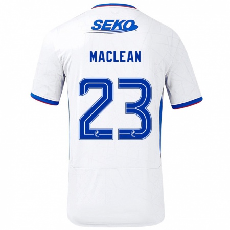 Kandiny Hombre Camiseta Kirsty Maclean #23 Blanco Azul 2ª Equipación 2024/25 La Camisa Chile