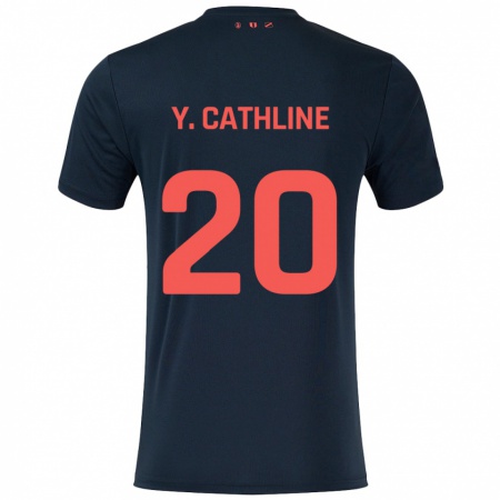 Kandiny Hombre Camiseta Yoann Cathline #20 Negro Rojo 2ª Equipación 2024/25 La Camisa Chile