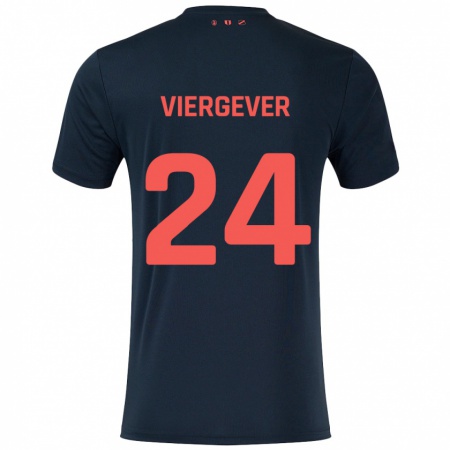 Kandiny Hombre Camiseta Nick Viergever #24 Negro Rojo 2ª Equipación 2024/25 La Camisa Chile