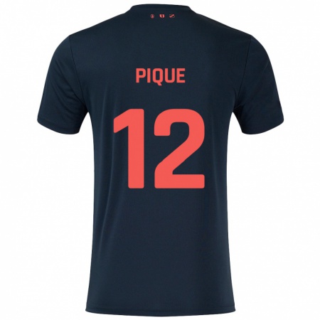 Kandiny Hombre Camiseta Naomi Piqué #12 Negro Rojo 2ª Equipación 2024/25 La Camisa Chile