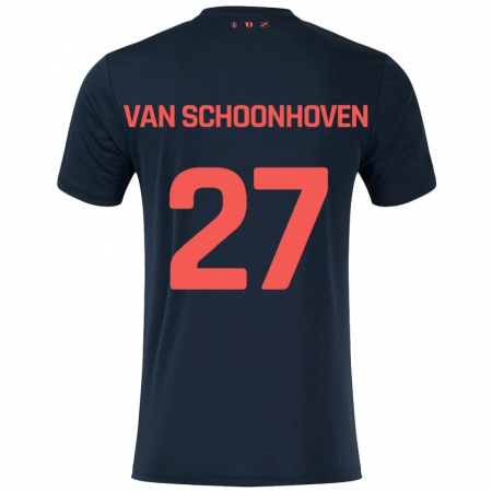 Kandiny Hombre Camiseta Nurija Van Schoonhoven #27 Negro Rojo 2ª Equipación 2024/25 La Camisa Chile