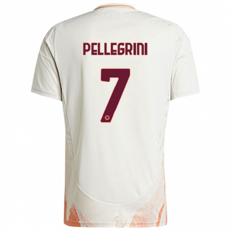 Kandiny Hombre Camiseta Lorenzo Pellegrini #7 Crema Blanco Naranja 2ª Equipación 2024/25 La Camisa Chile