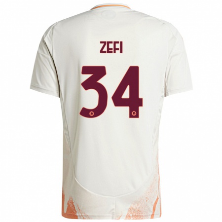 Kandiny Hombre Camiseta Kevin Zefi #34 Crema Blanco Naranja 2ª Equipación 2024/25 La Camisa Chile