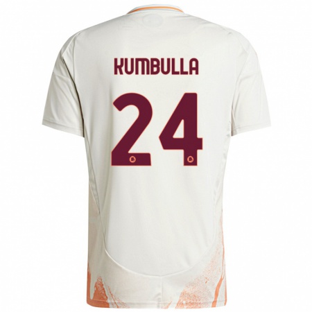 Kandiny Hombre Camiseta Marash Kumbulla #24 Crema Blanco Naranja 2ª Equipación 2024/25 La Camisa Chile