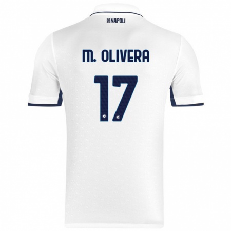 Kandiny Hombre Camiseta Mathías Olivera #17 Blanco Azul Real 2ª Equipación 2024/25 La Camisa Chile