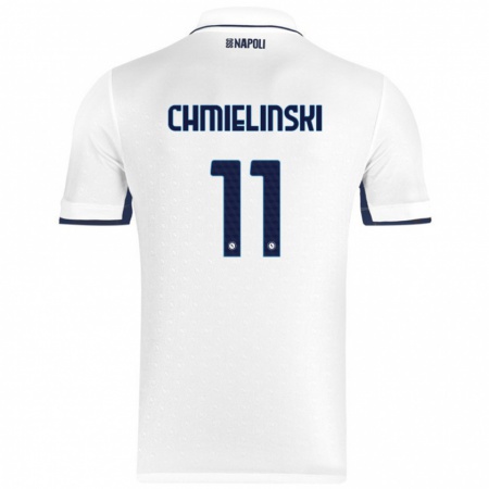 Kandiny Hombre Camiseta Gina Chmielinski #11 Blanco Azul Real 2ª Equipación 2024/25 La Camisa Chile