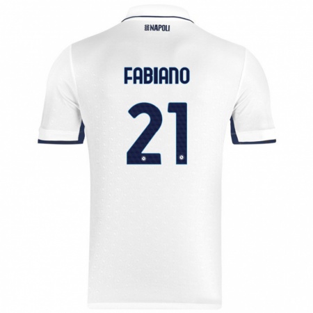 Kandiny Hombre Camiseta Francesca Fabiano #21 Blanco Azul Real 2ª Equipación 2024/25 La Camisa Chile