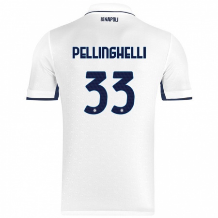 Kandiny Hombre Camiseta Alice Pellinghelli #33 Blanco Azul Real 2ª Equipación 2024/25 La Camisa Chile