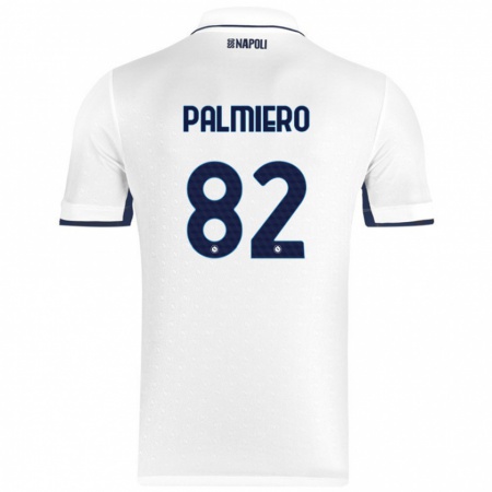 Kandiny Hombre Camiseta Luca Palmiero #82 Blanco Azul Real 2ª Equipación 2024/25 La Camisa Chile