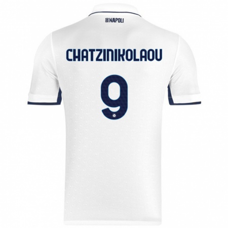 Kandiny Hombre Camiseta Despoina Chatzinikolaou #9 Blanco Azul Real 2ª Equipación 2024/25 La Camisa Chile