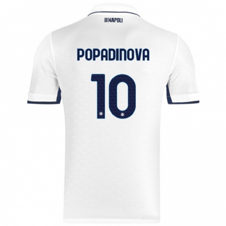 Kandiny Hombre Camiseta Evdokiya Popadinova #10 Blanco Azul Real 2ª Equipación 2024/25 La Camisa Chile